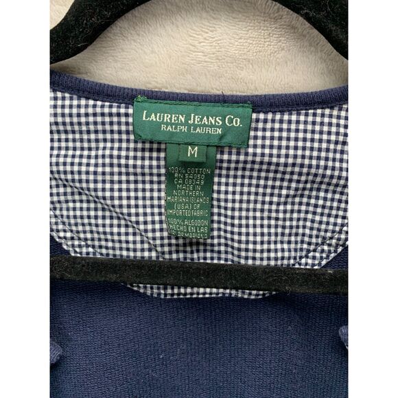 LAUREN RALPH LAUREN | MEDIUM WOMEN'S | METAL BUTTON DOWN VTG CARDIGAN in NAVY - Picture 9 of 10